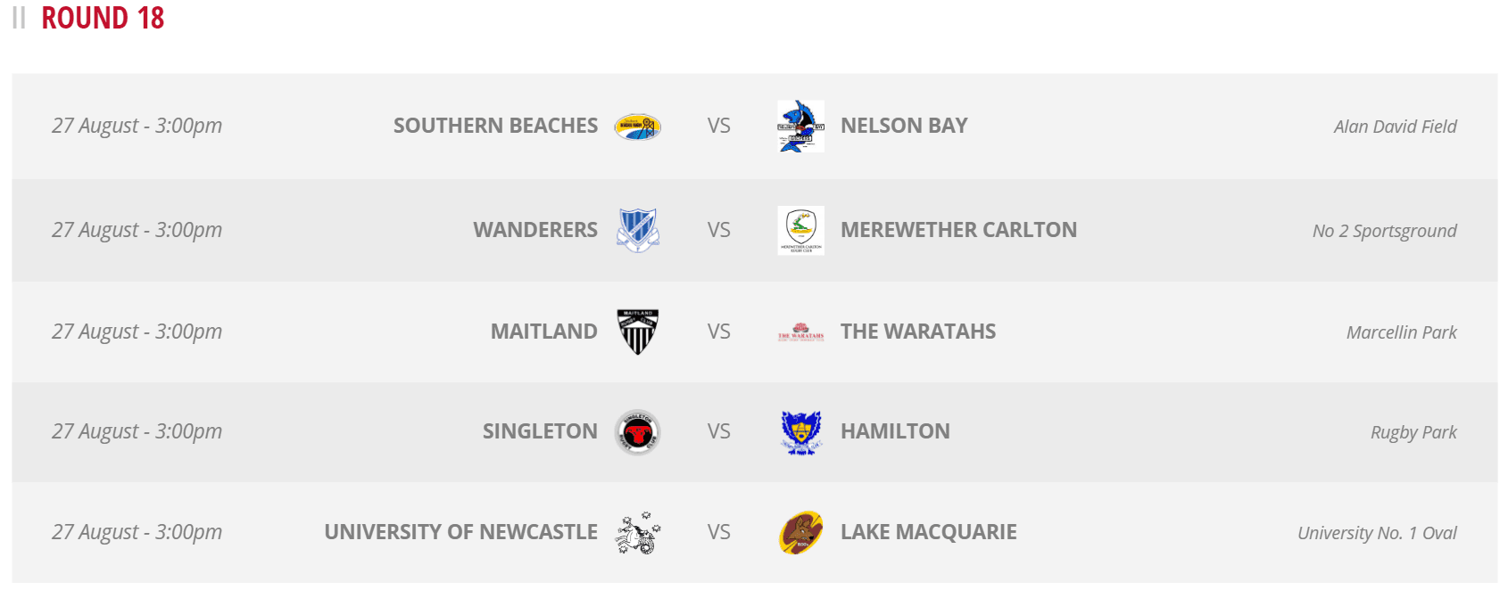 Rd 18 Fixtures